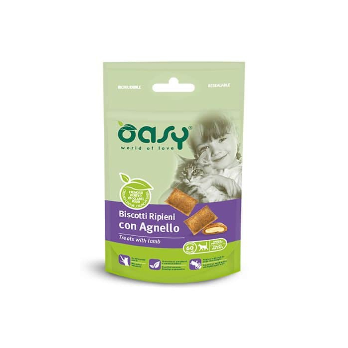Oasy Snack Cat Biscotti  Agnello хрусткі ласощі для котів з ягнят 60гр 346328