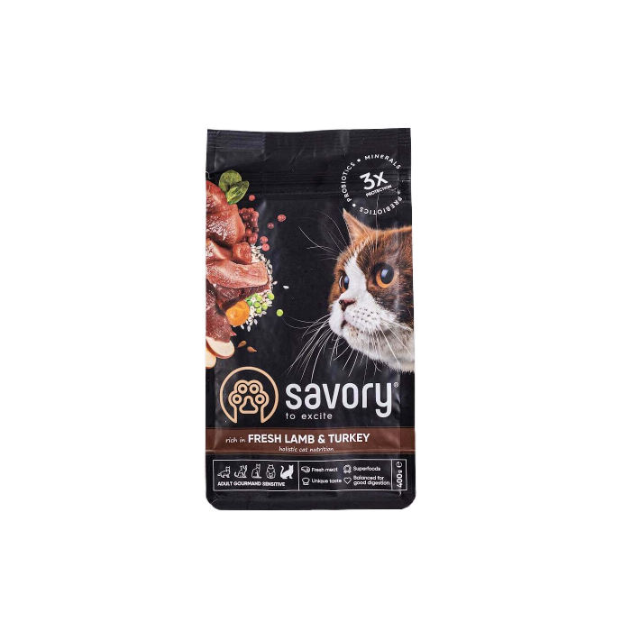 Savory CAT Sensitive Digestion Fresh Lamb and Turkey ягня та індичка 0,4 кг