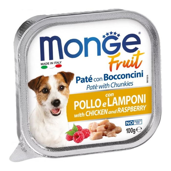 Monge DOG FRUIT Chicken Raspberry пашет для собак з куркою та малиною