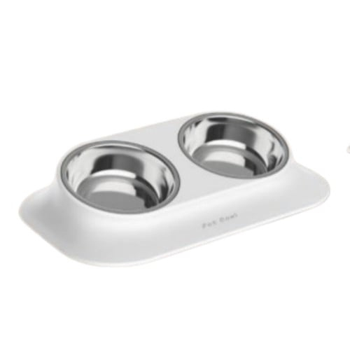 AnimAll миска подвійна біла для собак і котів на підставці метал-пластик 420мл
