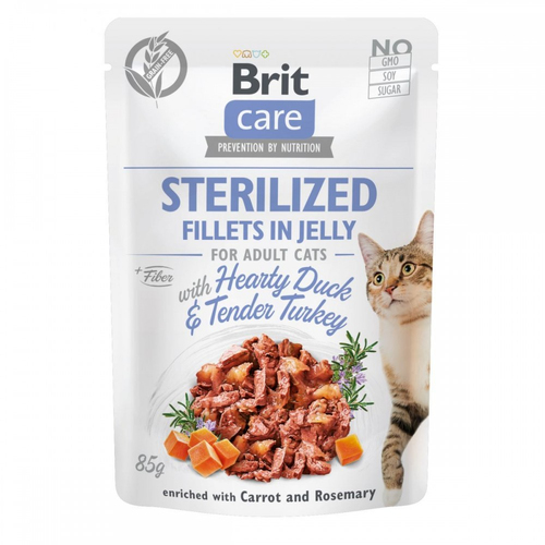 Brit Care CAT Pouch для кастрованих котів, в желе, качка та індичка, пауч