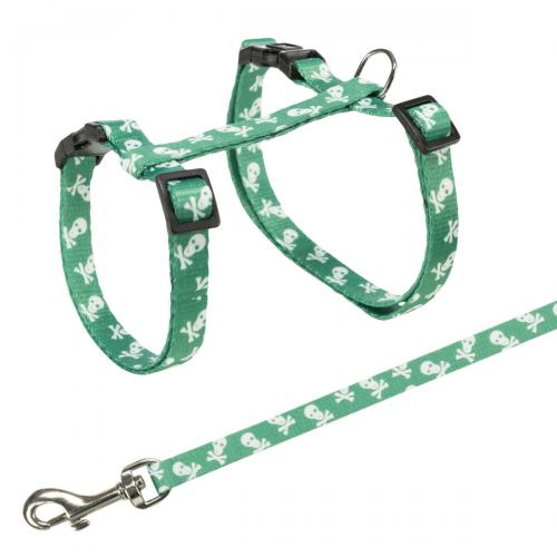Поводок і шлея Trixie Skull для котів нейлон 27-45см х 10 мм