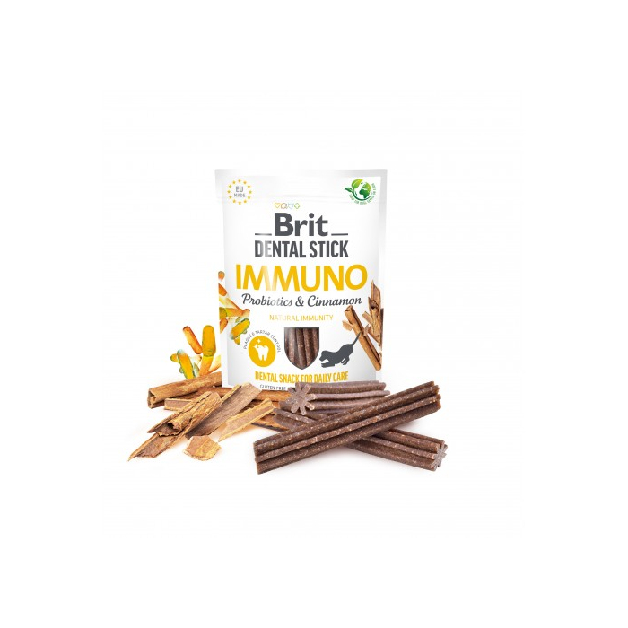 Ласощі для собак Brit Dental Stick Immuno для міцного імунітету пробіотики та кориця 7шт 251 г