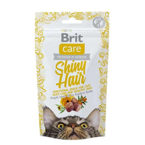 Brit Care CAT Shiny Hair ласощі для котів для шовковистого хутра і здорової шкіри з лососем 50г 111264/1388