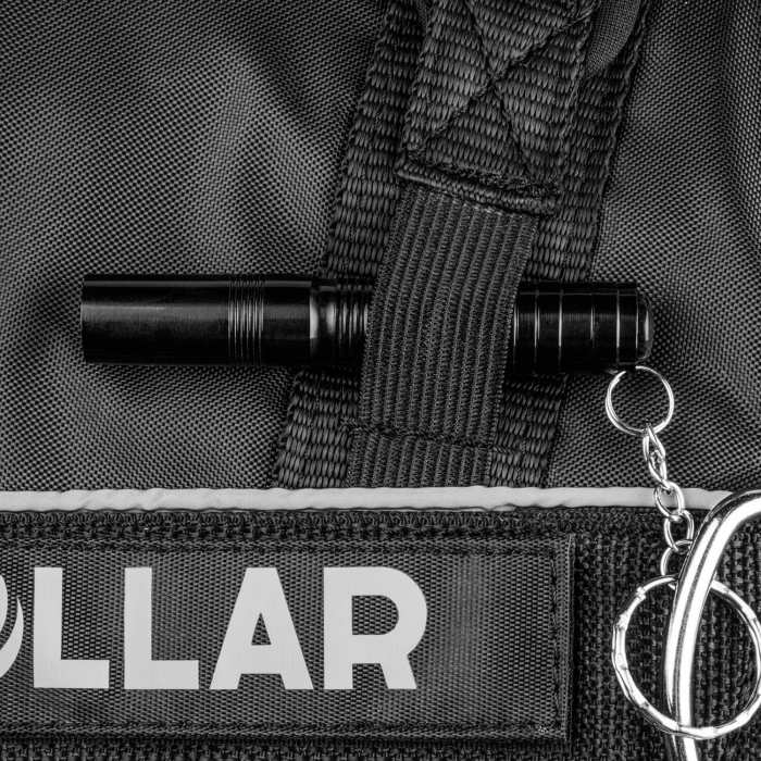 Нейлонова шлея для собак DogExtremе Police чорна з ліхтариком №4 75-100см