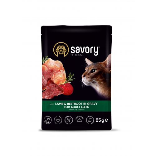 Savory CAT для дорослих котів ягня з буряком у соусі пауч