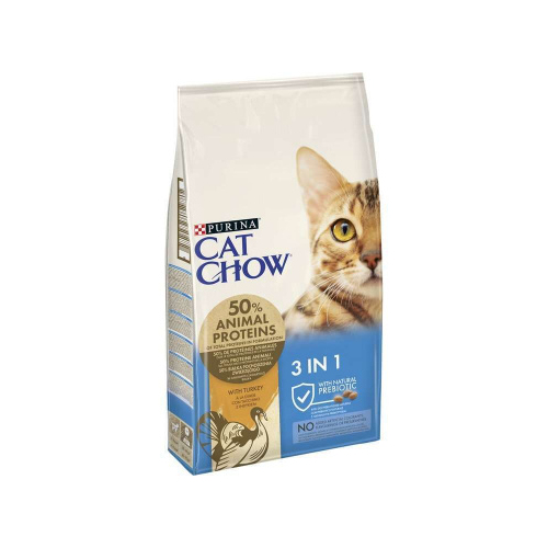 Cat Chow Feline 3in1 формула з потрійною дією, з індичкою, сухий корм 1,5кг