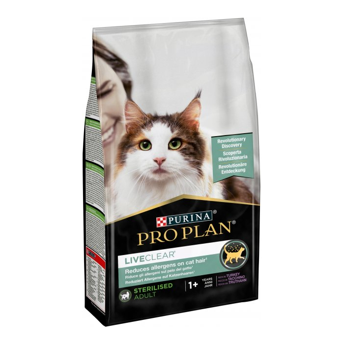 ProPlan LiveClear Cat Adult Sterelized Turkey для стерилізованих котів зменшення алергенів з індичкою 1,4 кг