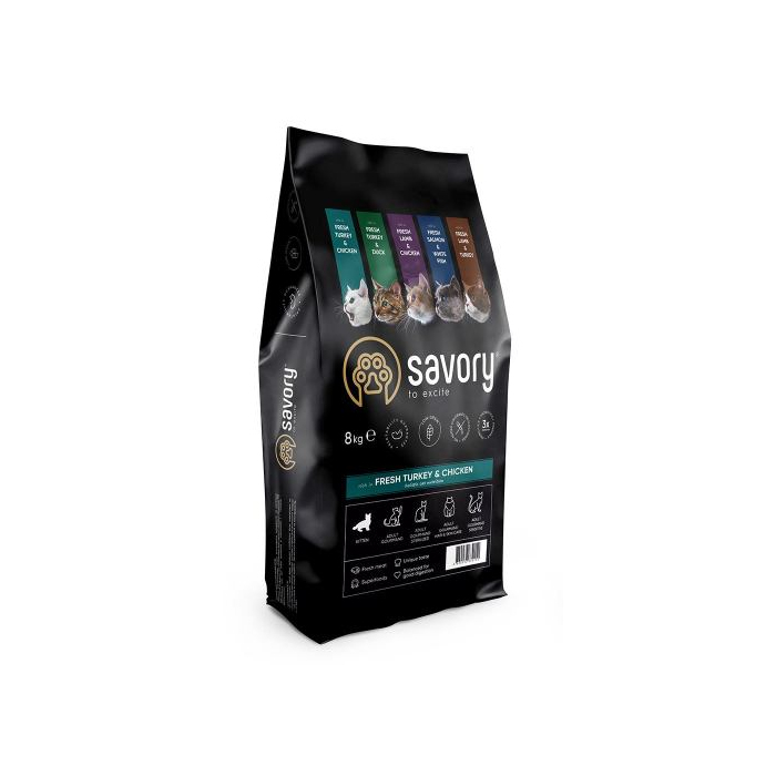 Savory CAT Kitten Chicken With Fresh Turkey для кошенят з індичкою та куркою 8кг
