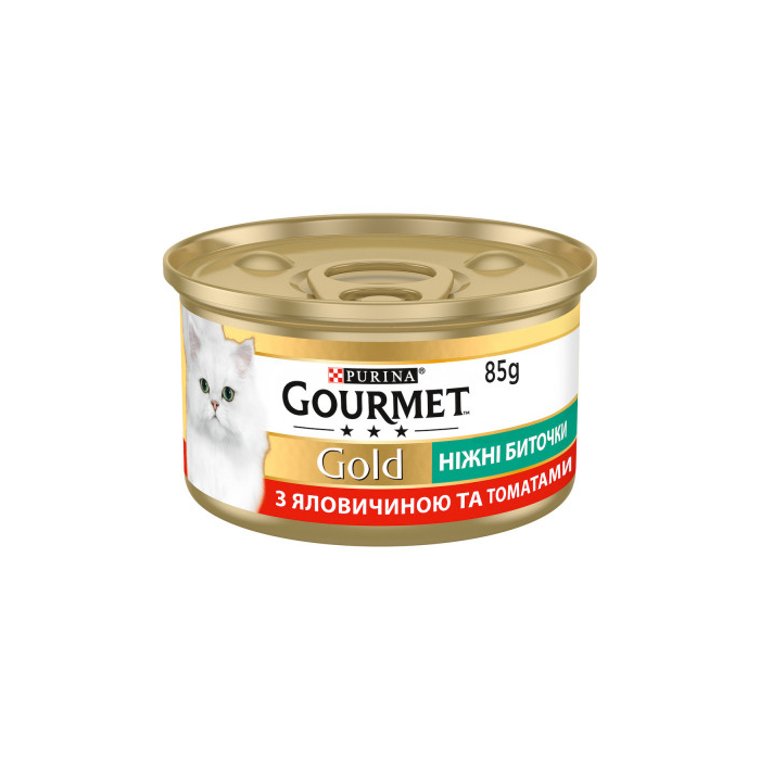 Gourmet Gold Savoury Cake Beef Tomatoes консерва для котів ніжні биточки з яловичиною та томатами 85г