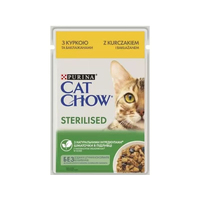 Cat Chow Pouch Adult Sterilised Chicken вологий корм з куркою та баклажанами в желе