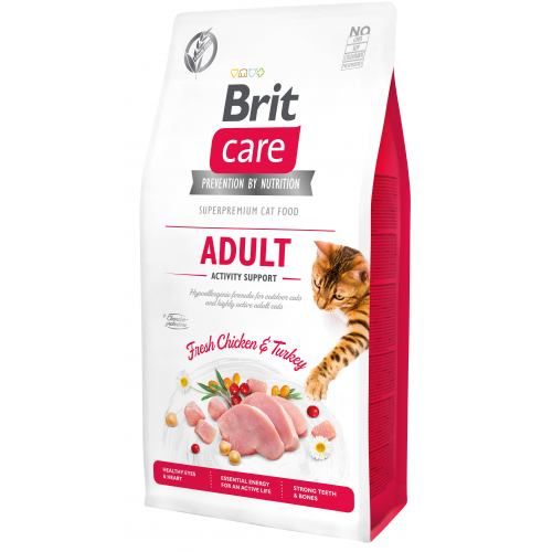 Сухий корм Brit Care CAT GF Adult Activity Support для котів які живуть на вулиці індичка та курка