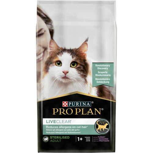 ProPlan LiveClear Cat Adult Sterelized Turkey для стерилізованих котів зменшення алергенів з індичкою 1,4 кг