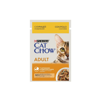 Cat Chow Pouch Adult Chicken вологи корм з куркою та кабачками в желе