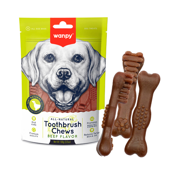 DB-16х100шт Wanpy ЗУБНА ЩІТКА (Toothbrush Chews Beef) жувальні ласощі для собак, яловичина 100г