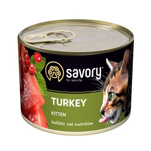 Savory CAT Can Kitten Turkey вологий корм для кошенят з індичкою 200г