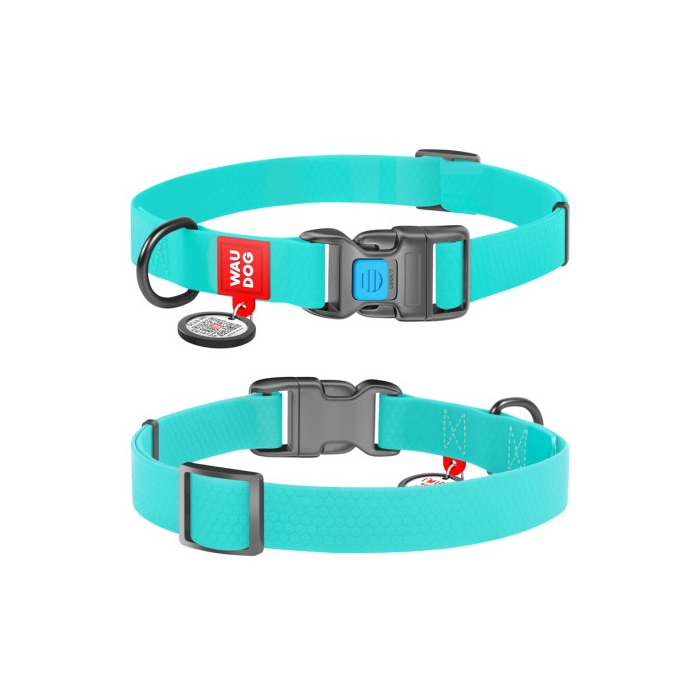 Нашийник для собак водостійкий WAUDOG Waterproof c QR паспортом, світонакоплювальний, пластикова пряжка-фастекс, Ш 15 мм, Дов 25-35 см 2744 Collar