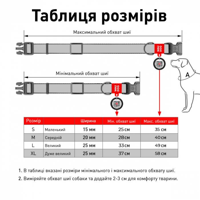 Нашийник для собак WAUDOG Waterproof блакитний з QR паспортом пластикова пряжка-фастекс L 34-49см ширина 25мм