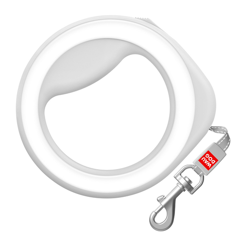 Повідець-рулетка для собак WAUDOG R-leash, кругла, XS-M, до 40 кг, 2,9 м, світловідбиваюча стрічка білий 812715 Collar