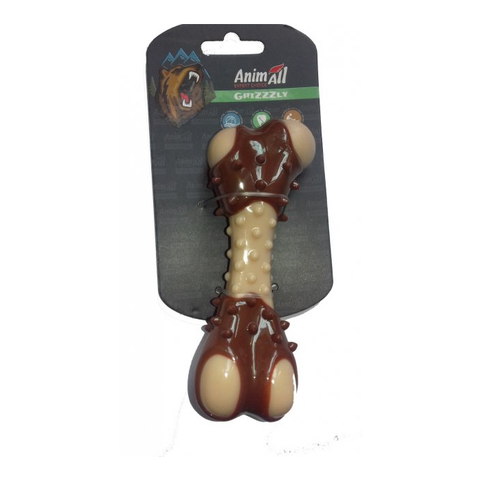 AnimAll GrizZzly іграшка для собак кістка з ароматом м'яса S бежево-коричнева