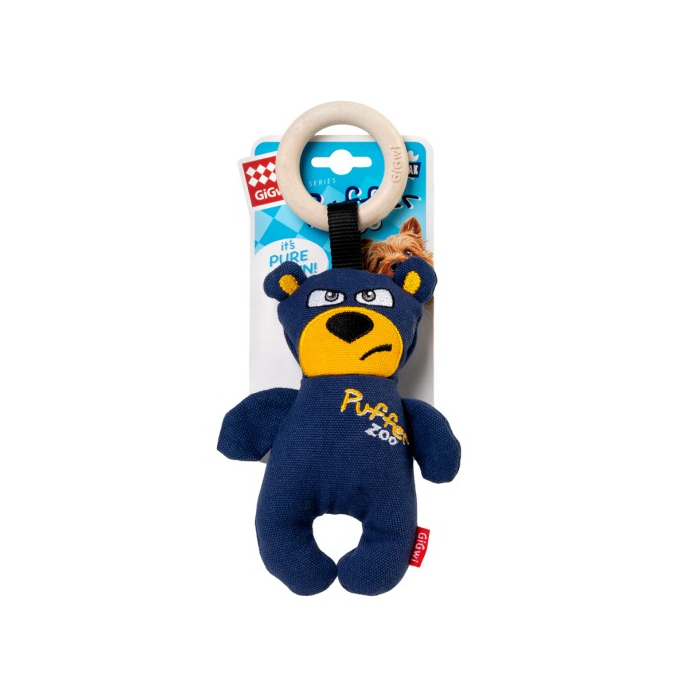 Іграшка для собак Ведмідь з пищалки GiGwi Basic, текстиль, дерево, 26 см 75500 GIGwi