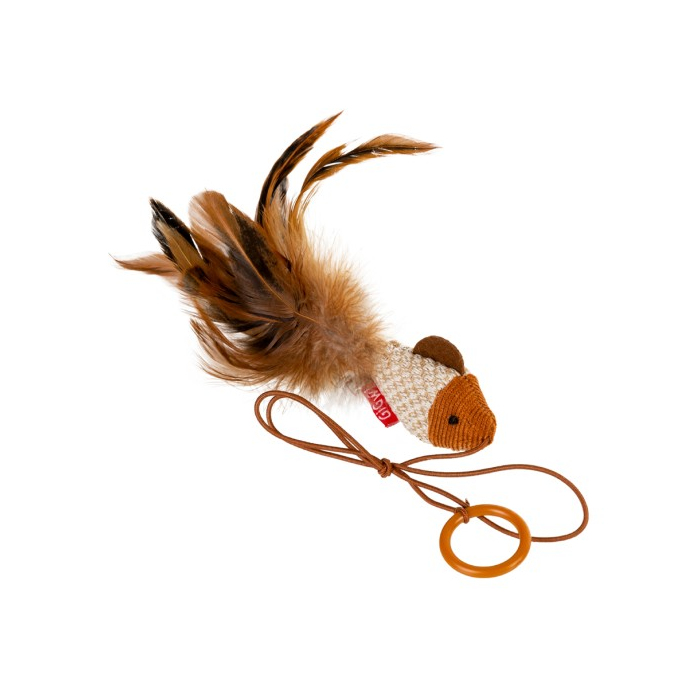 Іграшка для котів Дразнилка-рибка на палець GiGwi Teaser, перо, текстиль, 7 см 75026 GIGwi