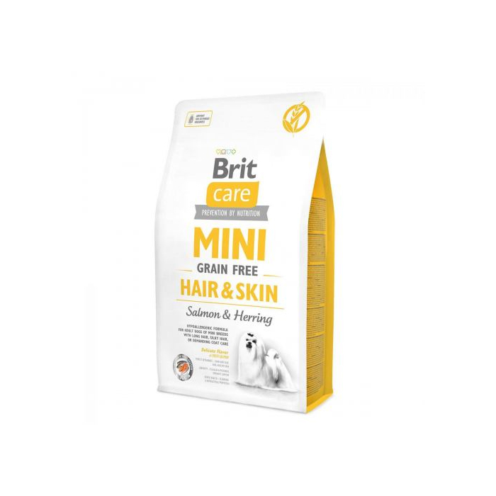 Brit Care GF Mini Hair & Skin для собак мініатюрних порід для шкіри та шерсті з лососем та оселедцем, 2кг