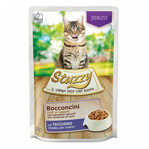 Stuzzy CAT pouch Sterilized Turkey набір 4+1 вологий корм для стерілізованих котів з індисчкою в соусі 5х