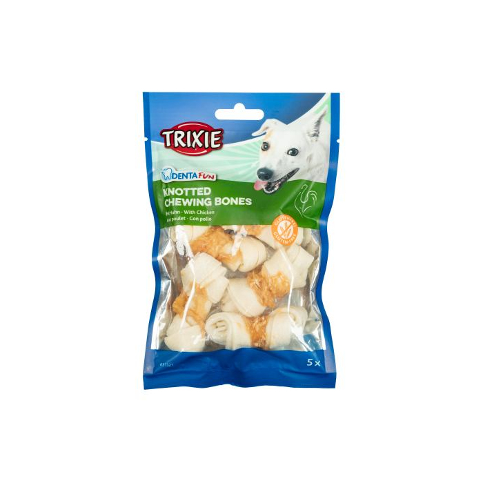 Кісточка Trixie для чищення зубів Denta Fun з куркою натуральна шкіра 5см 70г 5шт/упак 31321