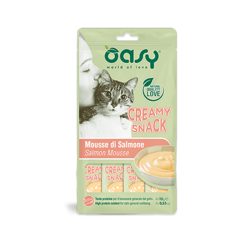 Oasy Snack Cat Creamy Snack ласощі для кішок з лососем.Кремові снеки з лососем 4 х 15 г