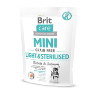 Brit Care DOG GF Mini Light and Sterilised для собак дрібних порід із зайвою вагою або стерилізованих з кроликом та лососем, 0,4 кг