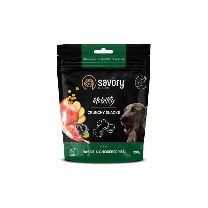 Ласощі Savory для здоров'я суглобів собак, кролик і чорноплідна горобина 200г