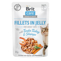 Вологий Корм Brit Care Cat pouch 85g филе в желе нежная индейка с креветками