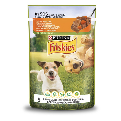 Friskies Adult для дорослих собак, шматочки з куркою та морквою, пауч 20х100г 2309101100