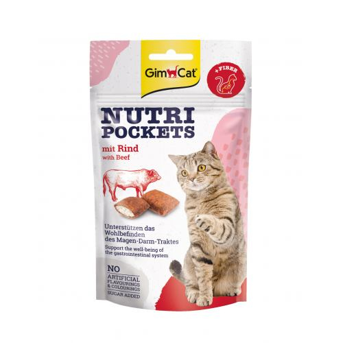 GimCat Nutri Pockets ласощі для котів яловичина та солод