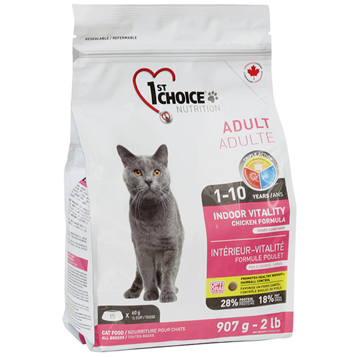 Сухий корм 1st Choice CAT Adult Indoor Vitality Chicken для дорослих котів всіх порід з куркою 0,907кг
