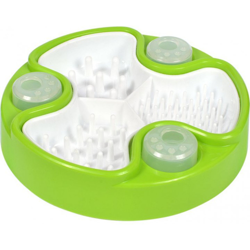 AnimAll Миска-іграшка повільного годування зелено-біла для собак