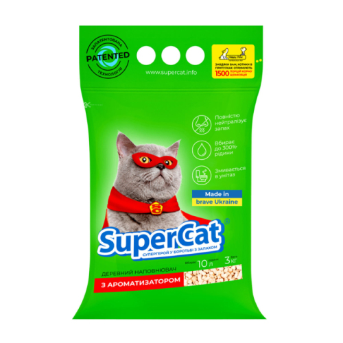 Деревний наповнювач SuperCat ЗЕЛЕНИЙ - 3 кг