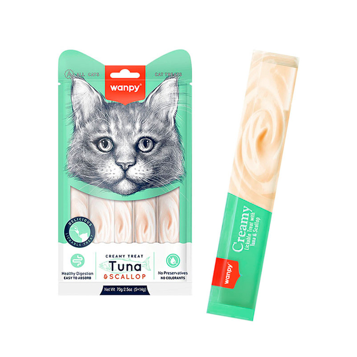 Wanpy Creamy Treat Tuna & Scallop кремові ласощі для котів з тунцем з морським гребінцем 1шт 14г