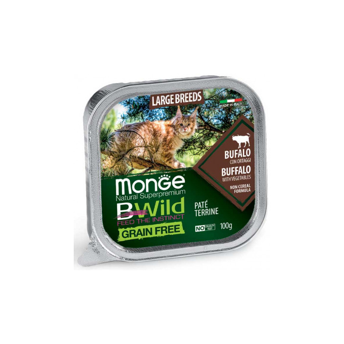 Monge BWild CAT Large Breed Bufalo паштет з м'яса буйвола для кошенят та дорослих котів великих порід