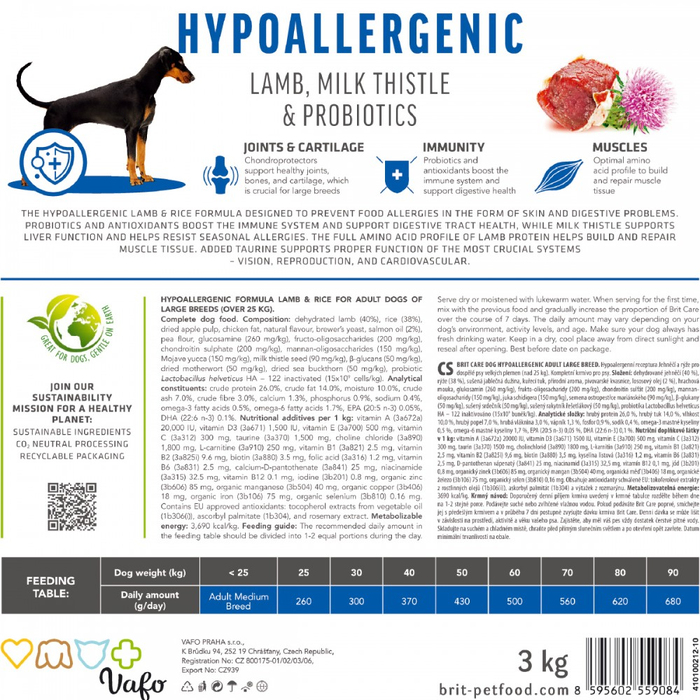 Сухой корм Brit Care DOG Hypoallergenic Adult Large Breed для дорослих собак великих порід ягня