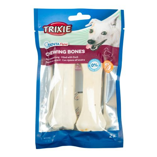 Кісточка Trixie для собак Denta Fun пресована жувальна з качкою натуральна шкіра 12см