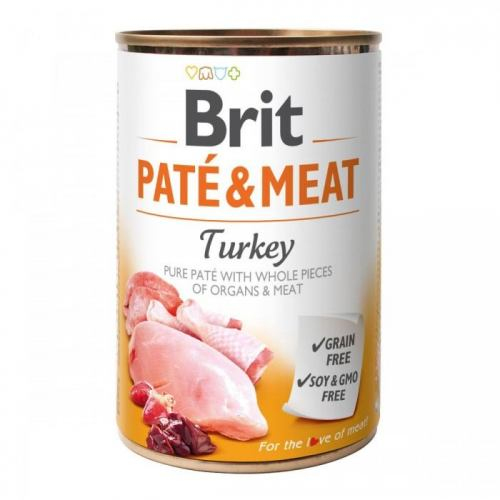 Вологий корм Brit Pate & Meat для собак з індичкою консерва