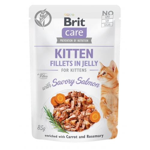 Вологий корм Brit Care CAT Pouch для кошенят, в желе, пікантний лосось,