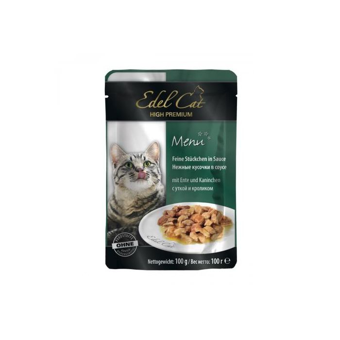 Вологий Корм Edel Cat pouch 100g качка та кролик у соусі