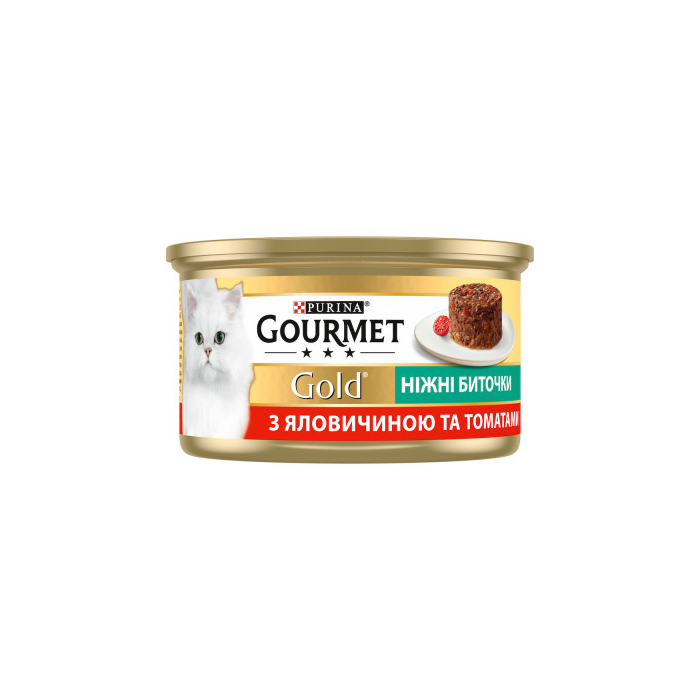 Gourmet Gold Savoury Cake Beef Tomatoes консерва для котів ніжні биточки з яловичиною та томатами 85г
