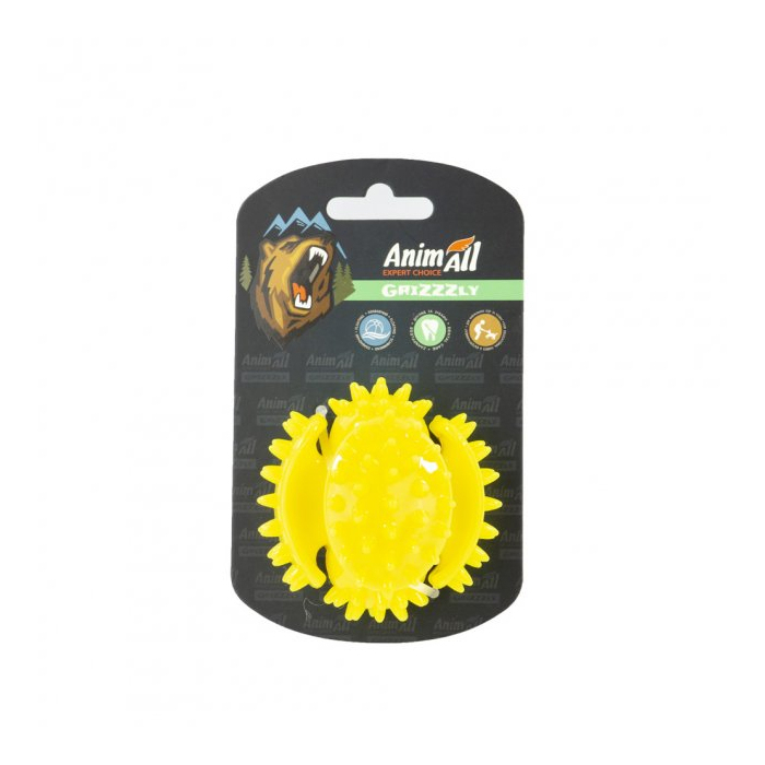 AGrizZzly Іграшка для собак мультифункціональний м'яч жовтий 7,5см 159871