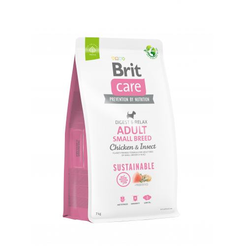 Brit Care Dog Sustainable Adult Small Breed для собак малих порід, з куркою та комахами, 7 кг