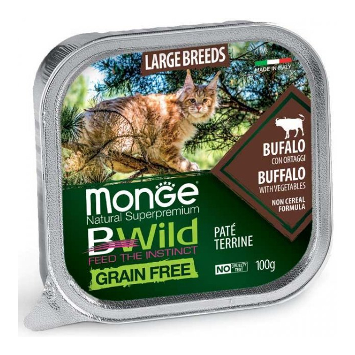 Monge BWild CAT Large Breed Bufalo паштет з м'яса буйвола для кошенят та дорослих котів великих порід