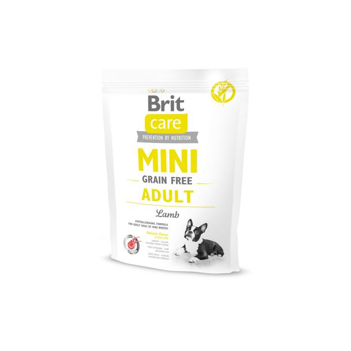 Brit Care DOG GF Mini для дорослих собак мініатюрних порід, з ягням, 0,4кг